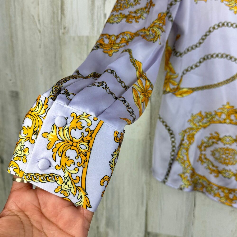 INDUSTRY Chain Print Button Down Blouse size small - Picture 6 of 10